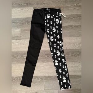 Royal Bones Black and White Skull Skinny Jeans